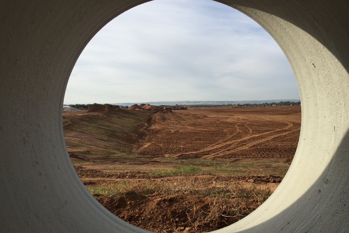 NEXY Detention Basin - Earthworks - Pipe View
