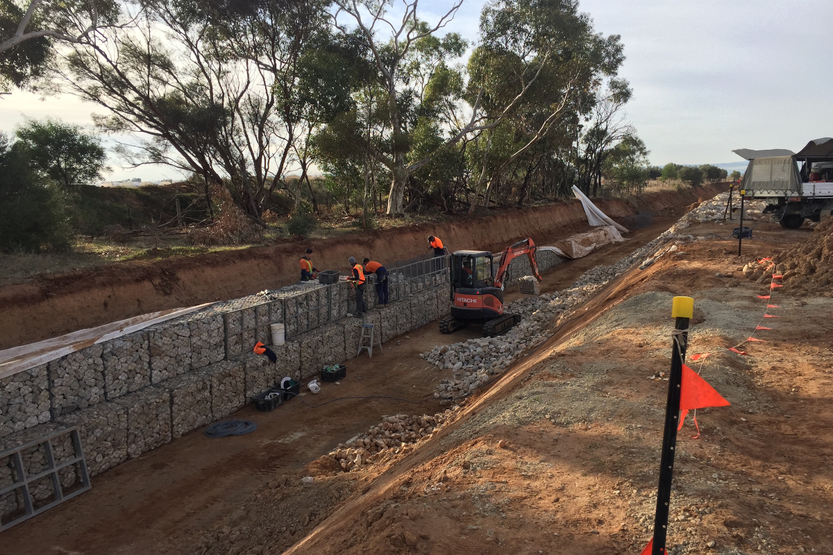 NEXY Detention Basin - Gabions
